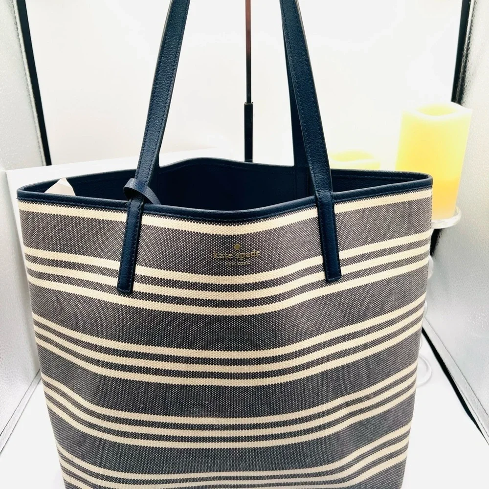 Kate Spade Blue and Cream Striped Tote - EUC